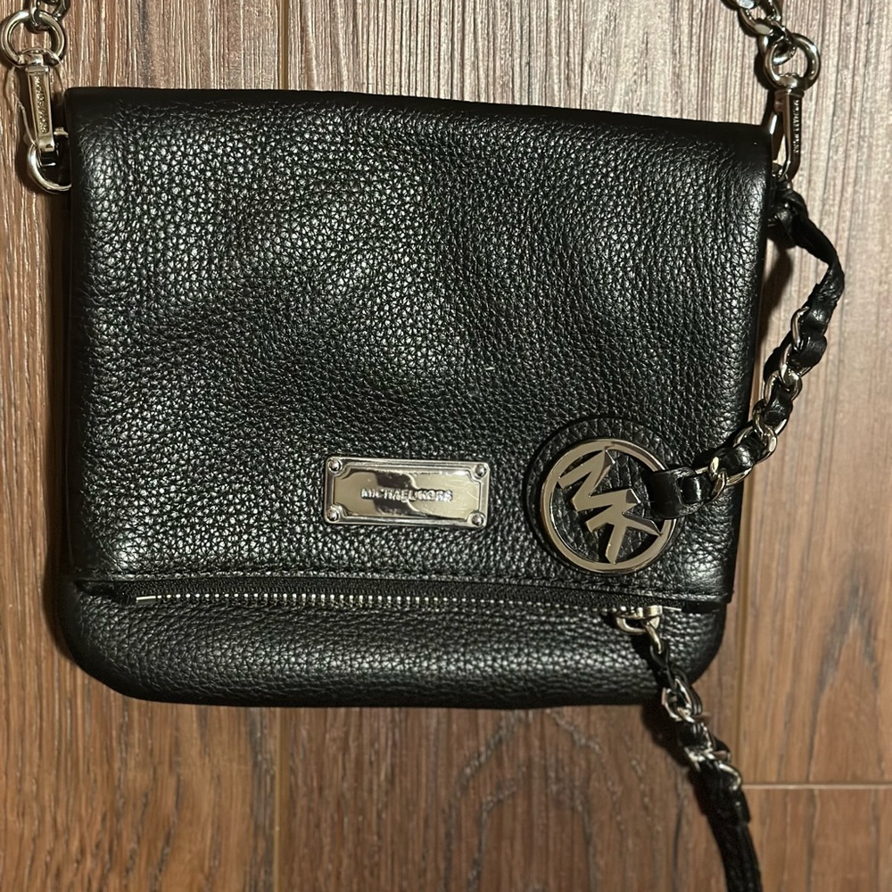 Michael Kors Black Crossbody Bag with Silver Chain